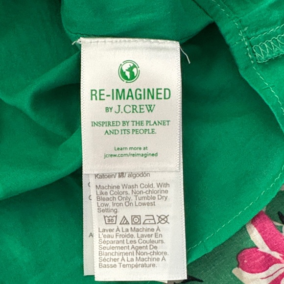 J. Crew Green Floral Midi Dress with Pink & White Flowers - Picture 8 of 13